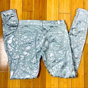 7 for all Mankind Light Blue Metallic Flower Jeans